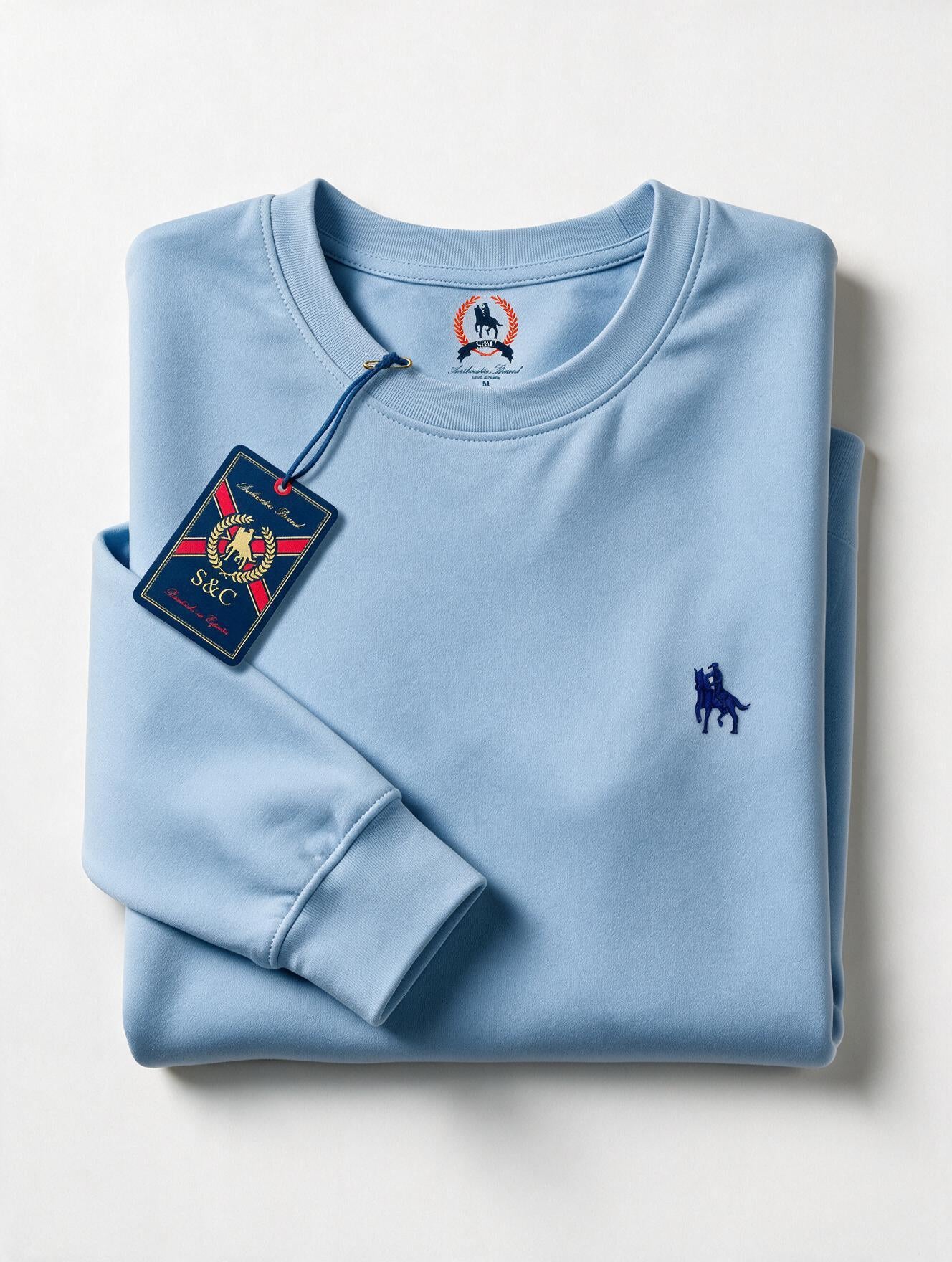 Sudadera Básica con bordado Azul Celeste