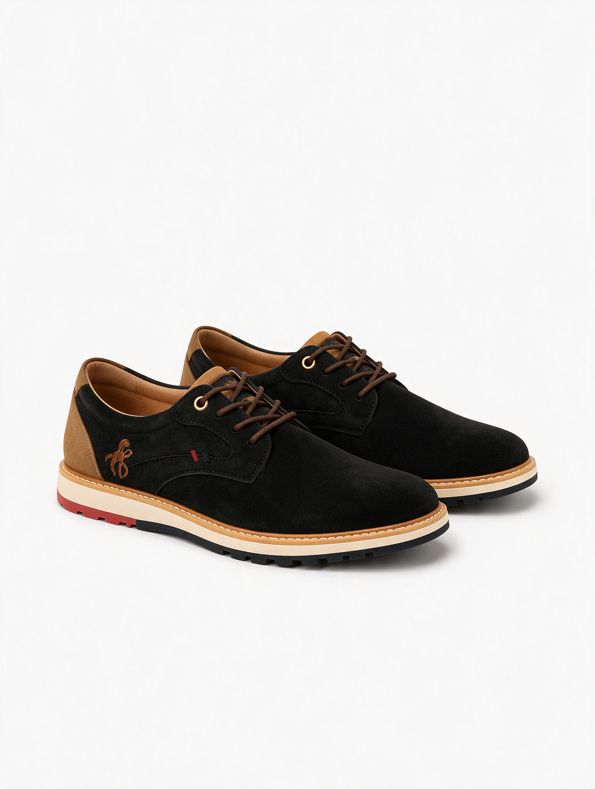Zapato casual hombre Negro con camel