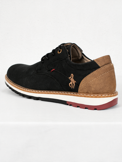 Zapato casual hombre Negro con camel