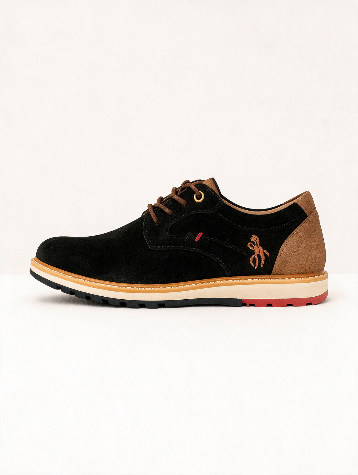 Zapato casual hombre Negro con camel