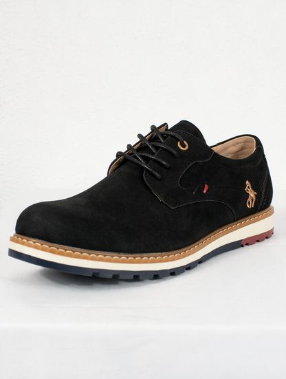 Zapato casual hombre Negro con camel