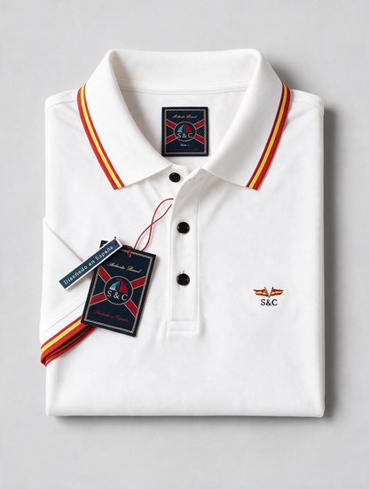 Polo hombre manga corta NATION Blanco