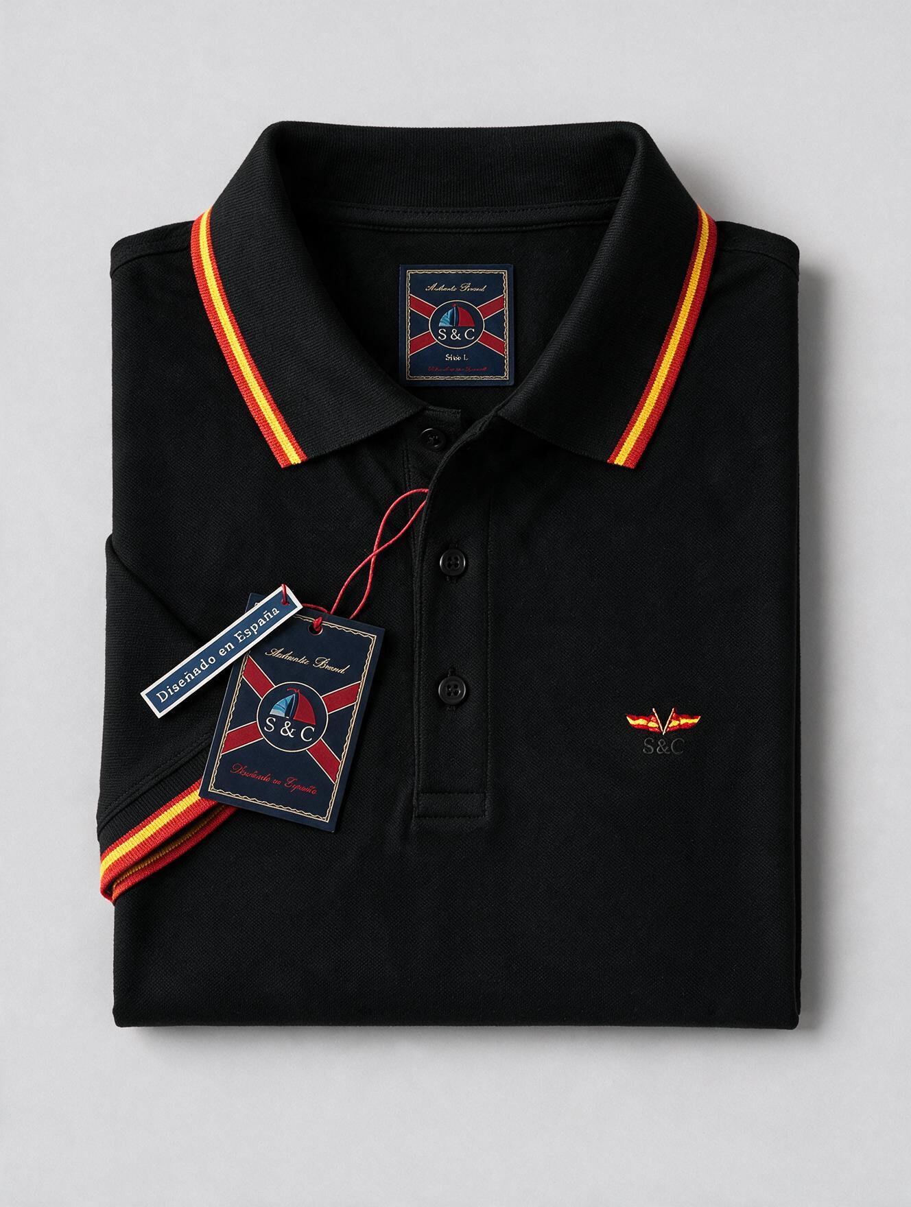 Polo hombre manga corta NATION Negro