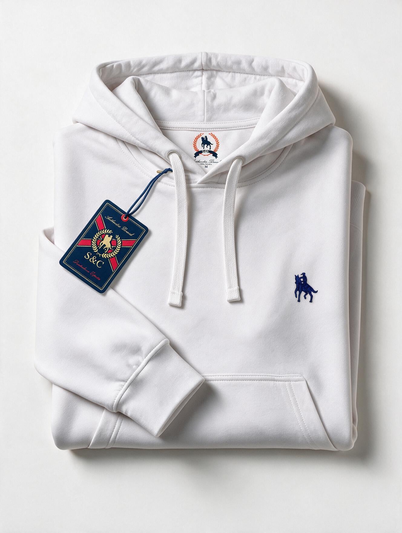 Sudadera Capucha y Bolsillo con bordado Blanco