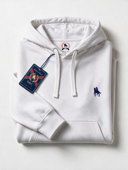 Sudadera Capucha y Bolsillo con bordado Blanco
