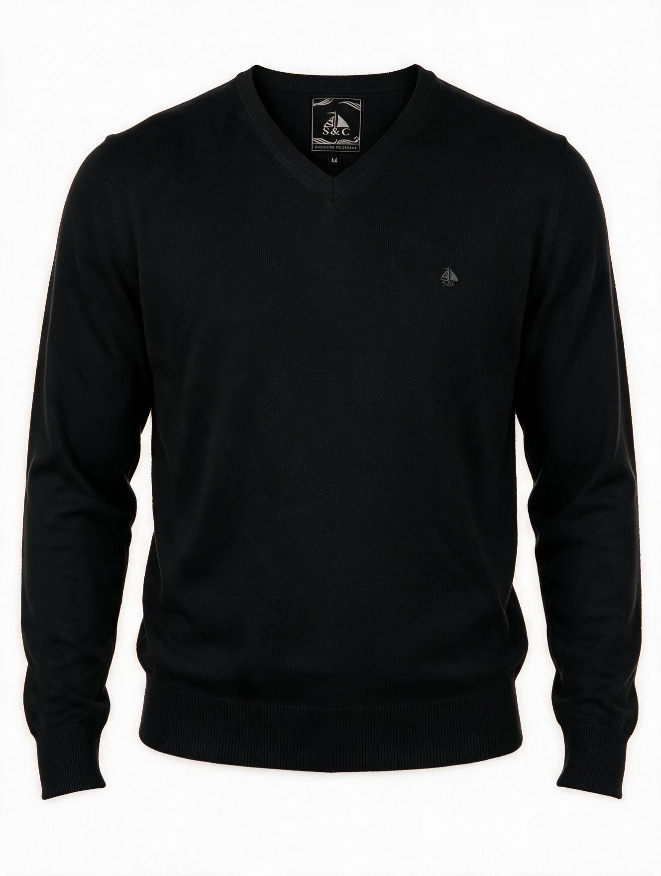 Jersey Hombre Cuello Pico Negro