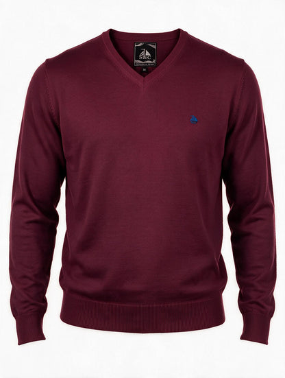 Jersey Hombre Cuello Pico Burdeos
