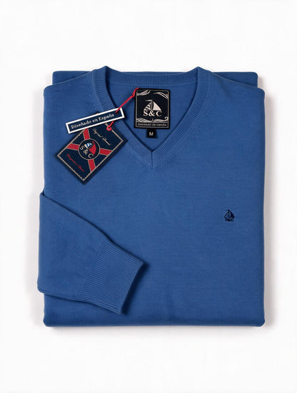 Jersey Hombre Cuello Pico Azul Royal