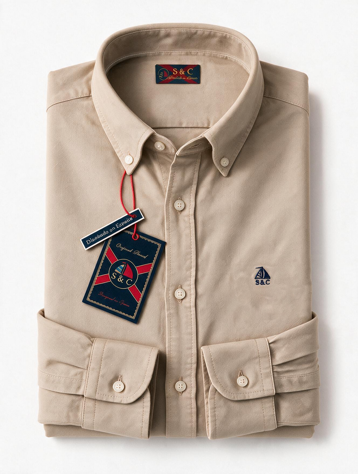 Camisa hombre manga larga Sarga Siena Beige
