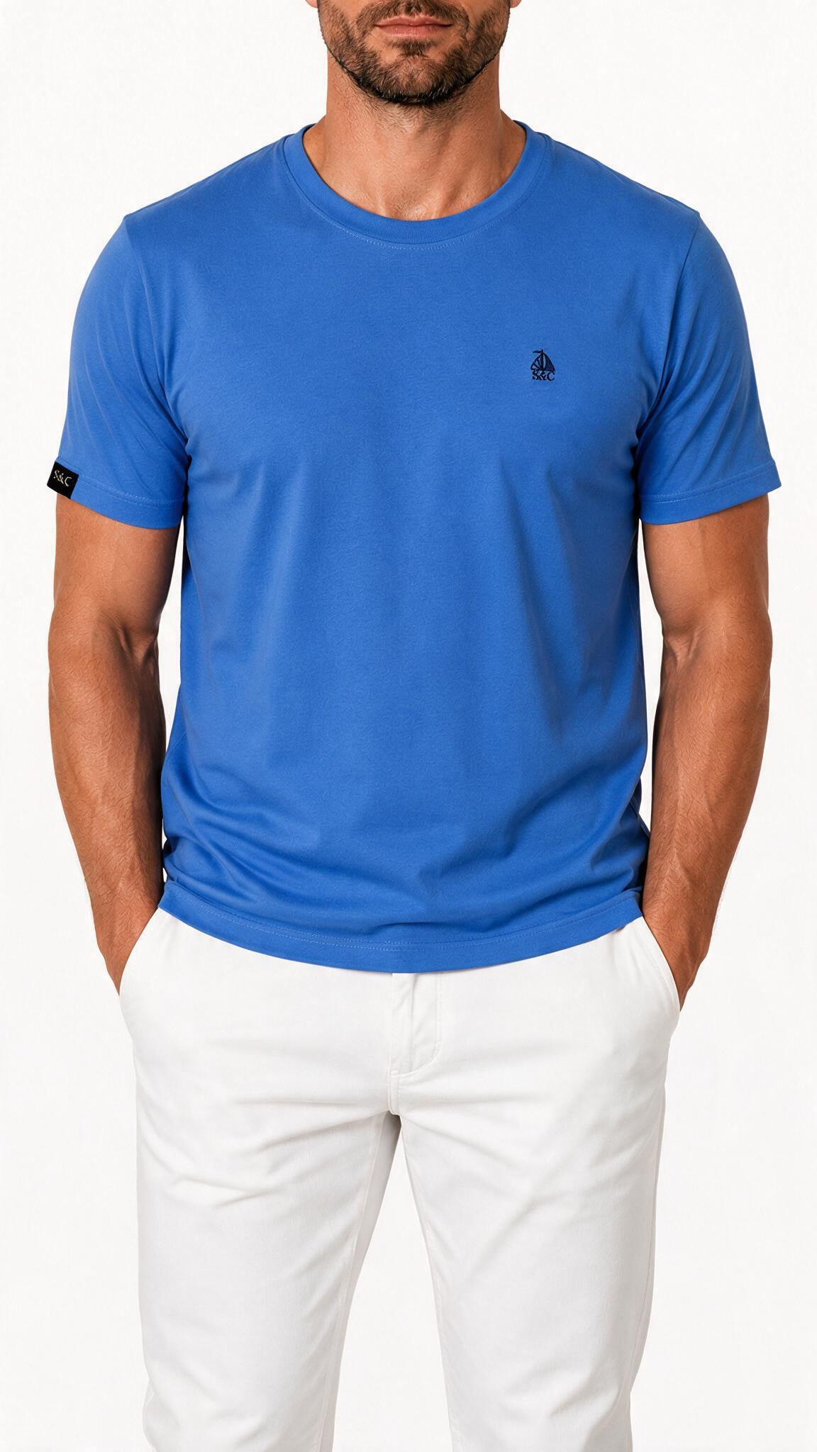 Camiseta azul manga corta