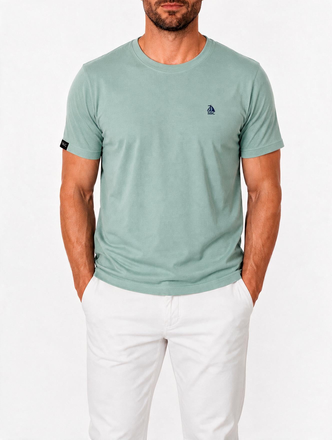 Camiseta verde menta manga corta