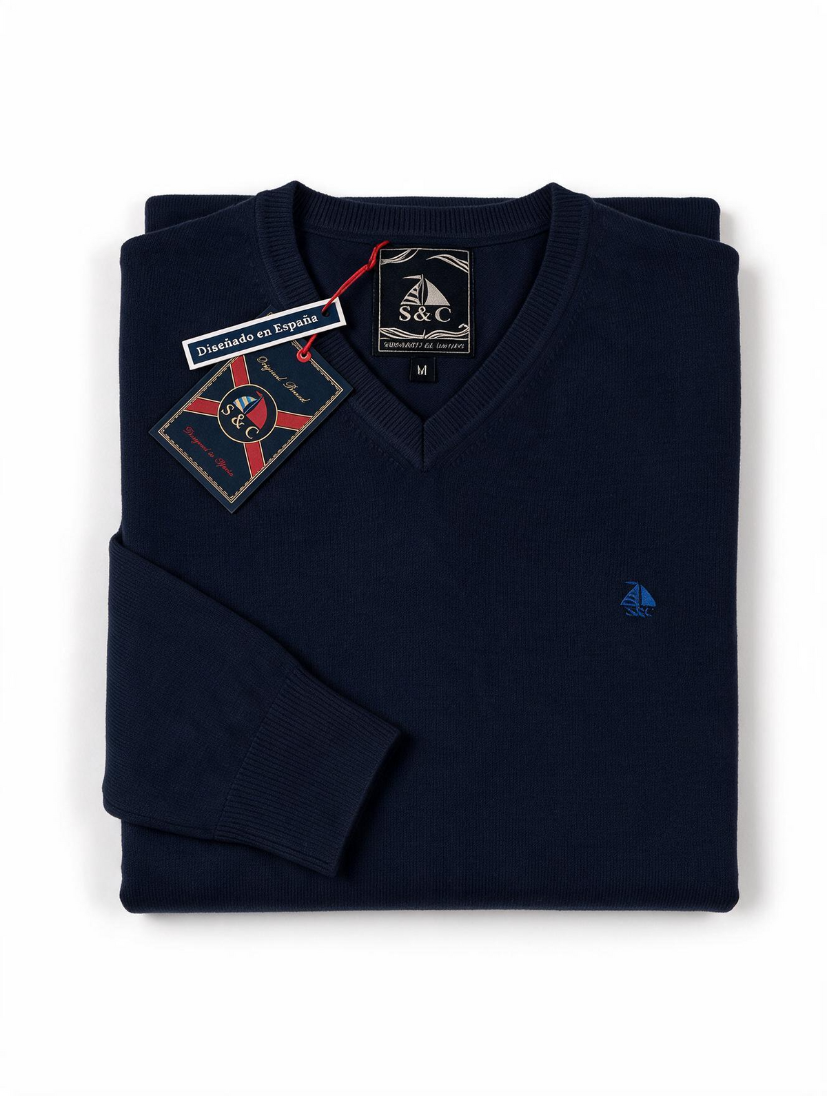Jersey Hombre Cuello Pico Marino