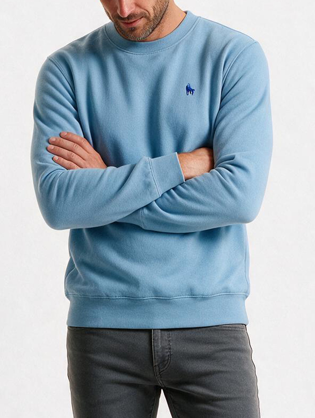 Sudadera Básica con bordado Azul Celeste