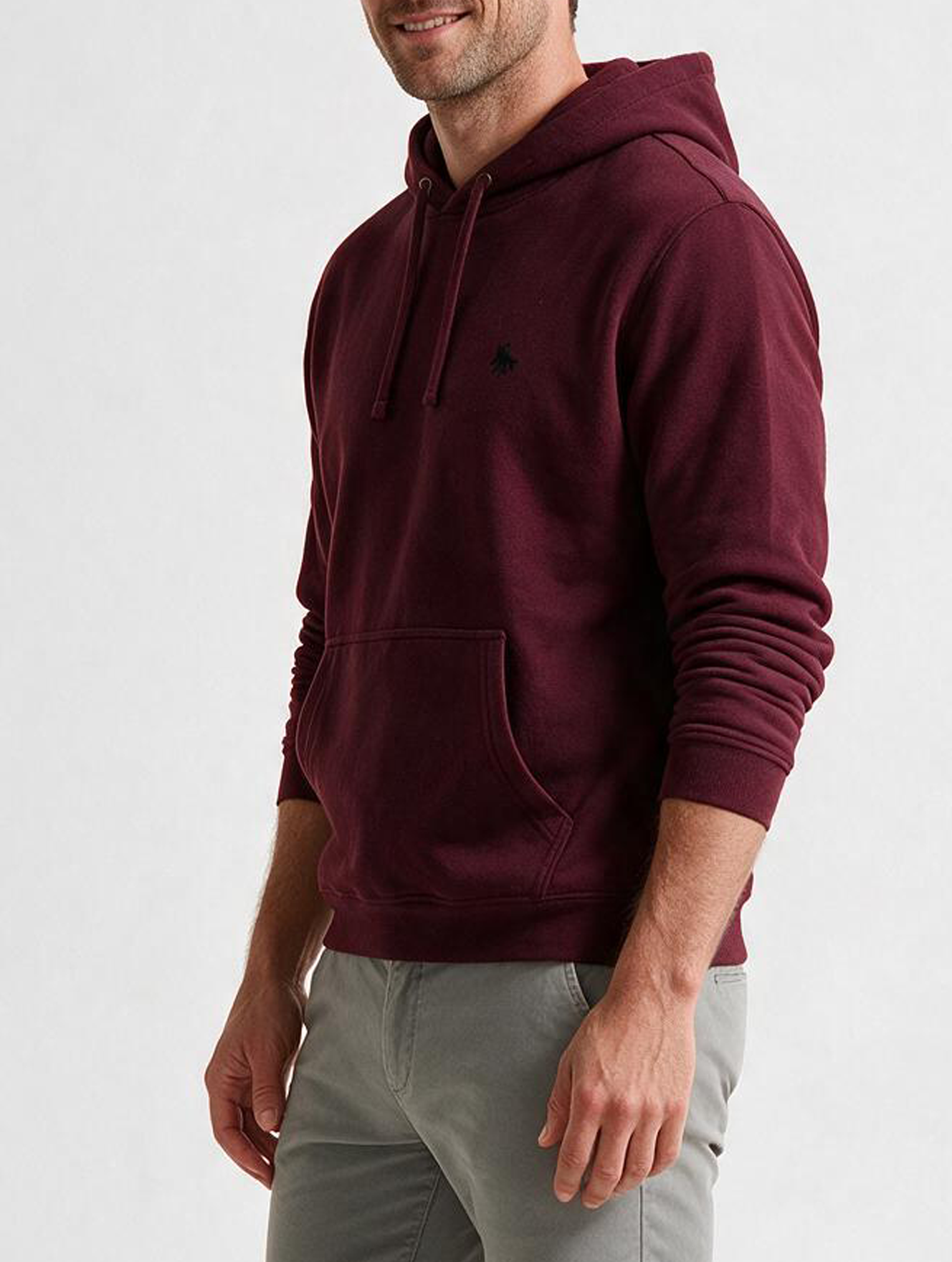 Sudadera Capucha y Bolsillo con bordado Burdeos