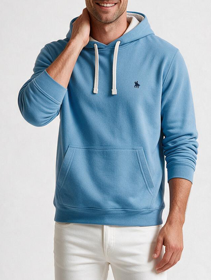 Sudadera Capucha y Bolsillo con bordado Azul Celeste