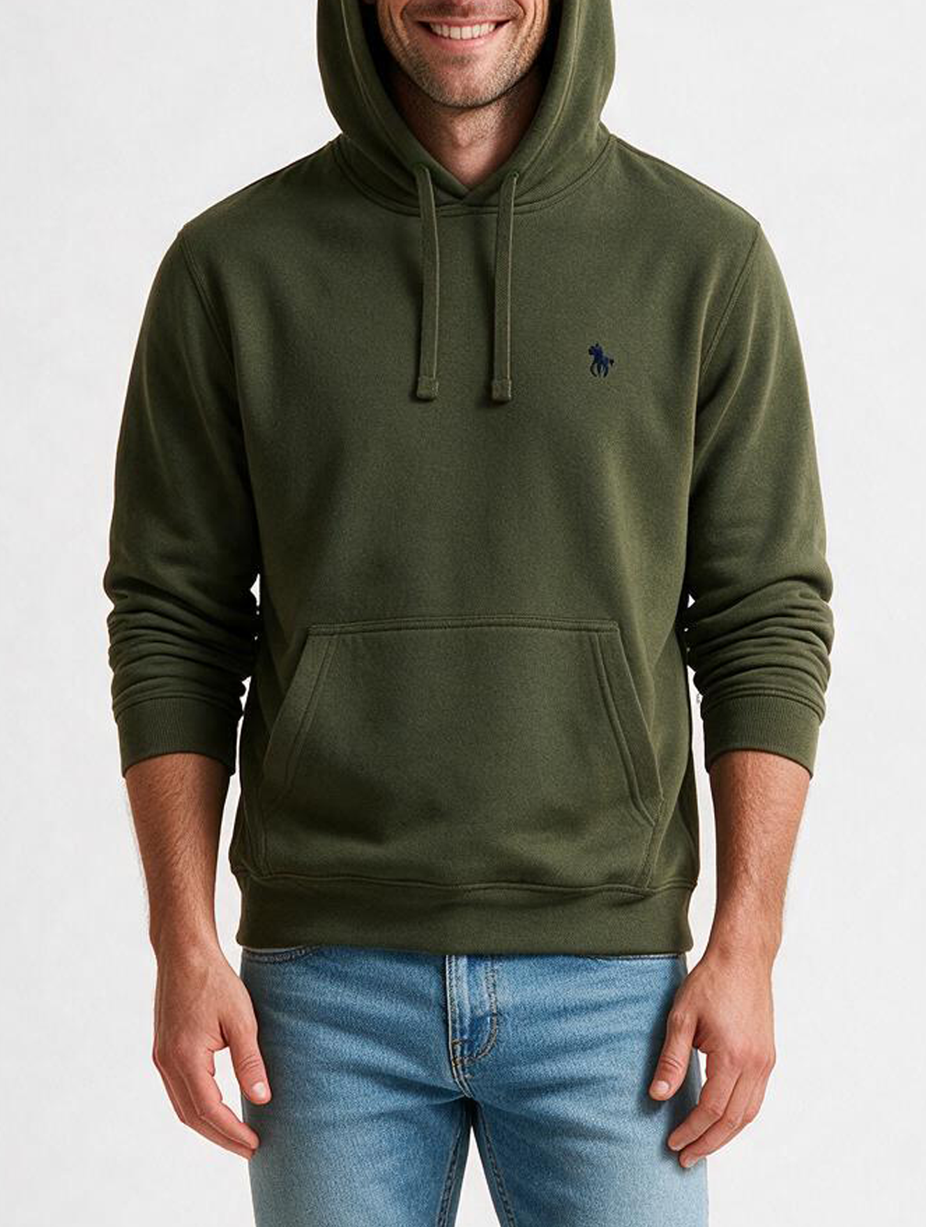 Sudadera Capucha y Bolsillo con bordado Verde