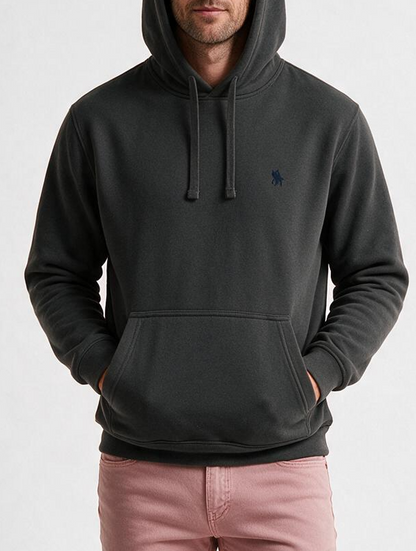 Sudadera Capucha y Bolsillo con bordado Gris Oscuro