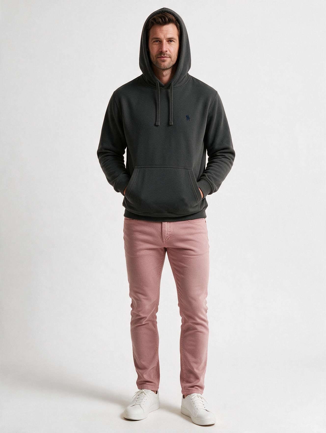Sudadera Capucha y Bolsillo con bordado Gris Oscuro