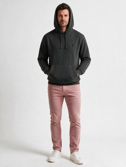 Sudadera Capucha y Bolsillo con bordado Gris Oscuro