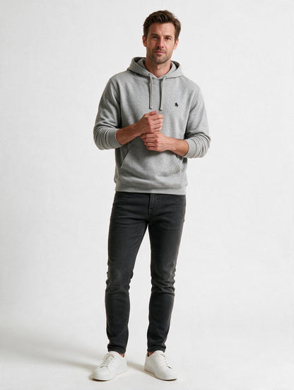 Sudadera Capucha y Bolsillo con bordado Gris