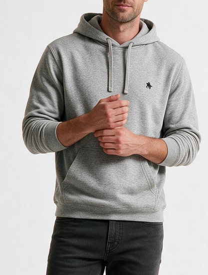 Sudadera Capucha y Bolsillo con bordado Gris
