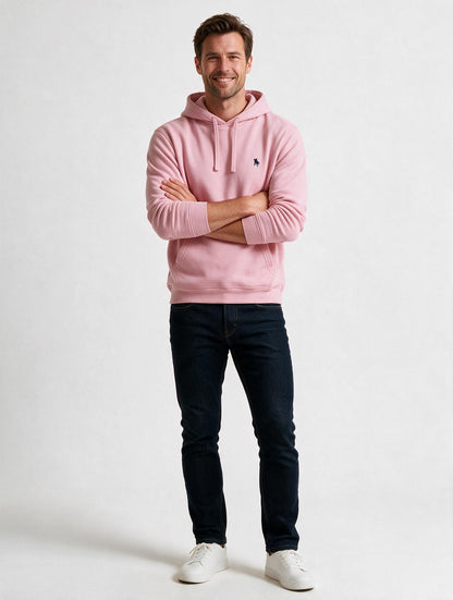 Sudadera Capucha y Bolsillo con bordado Rosa