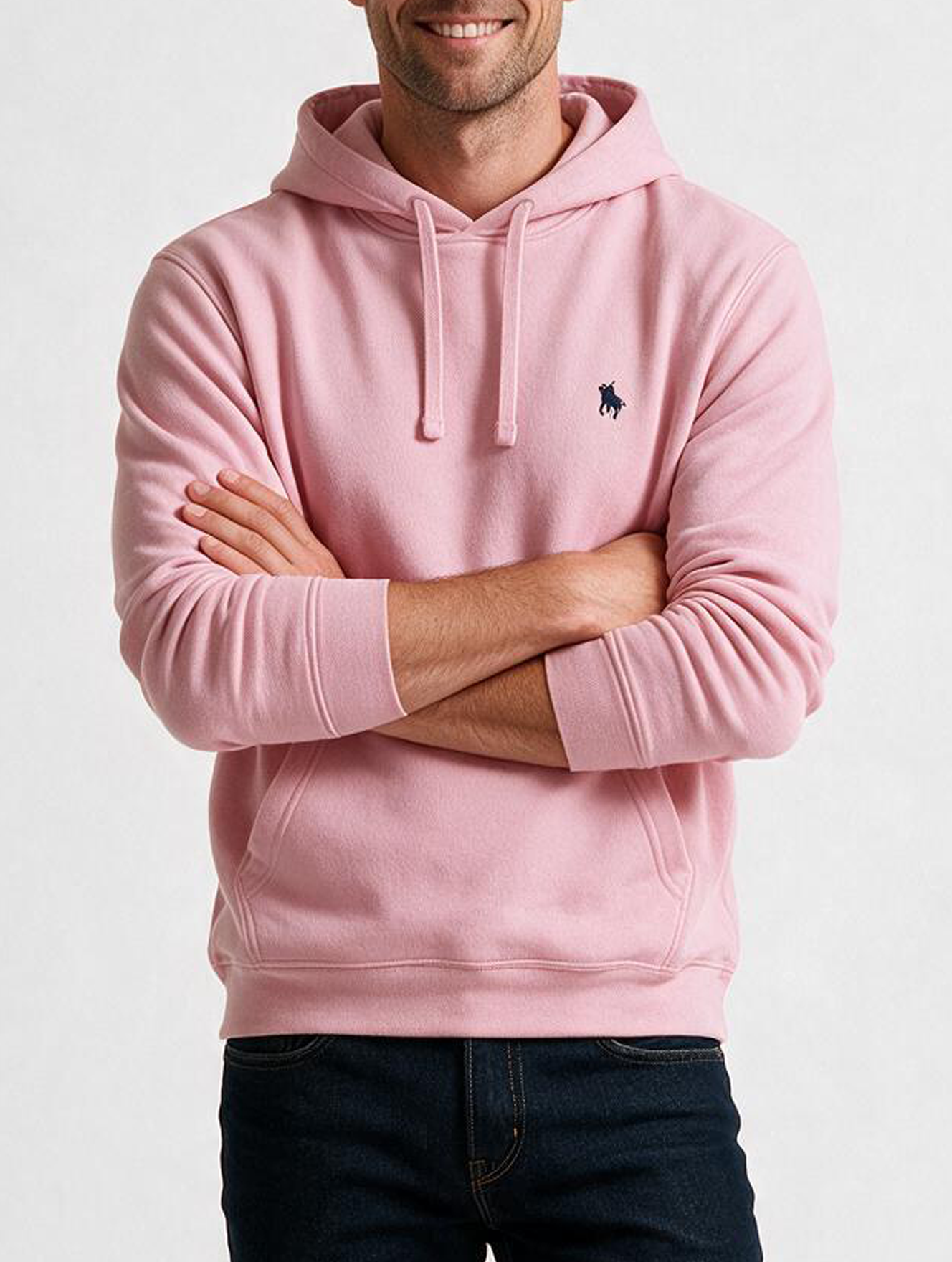 Sudadera Capucha y Bolsillo con bordado Rosa