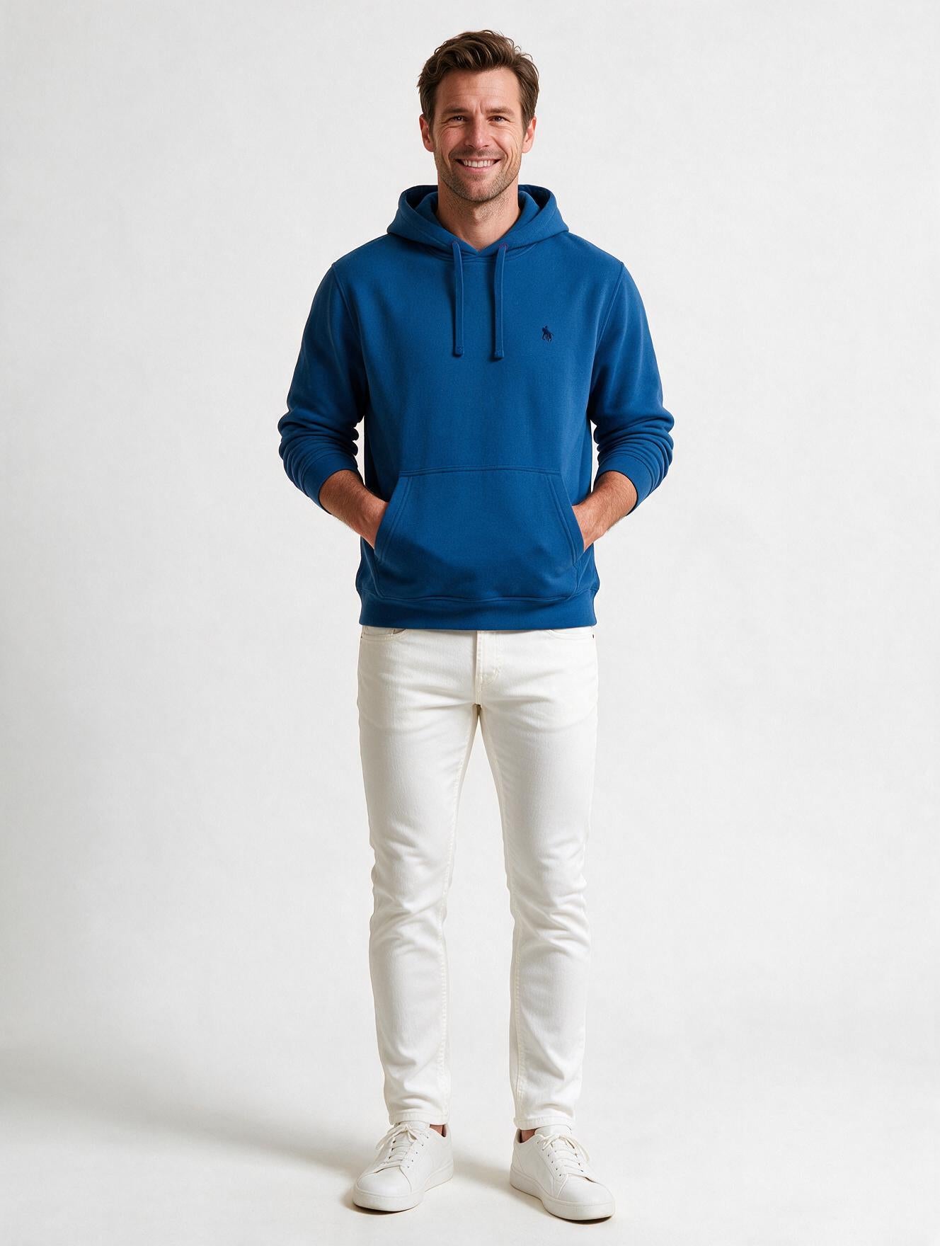 Sudadera Capucha y Bolsillo con bordado Azul Royal