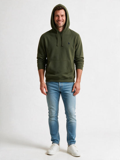 Sudadera Capucha y Bolsillo con bordado Verde