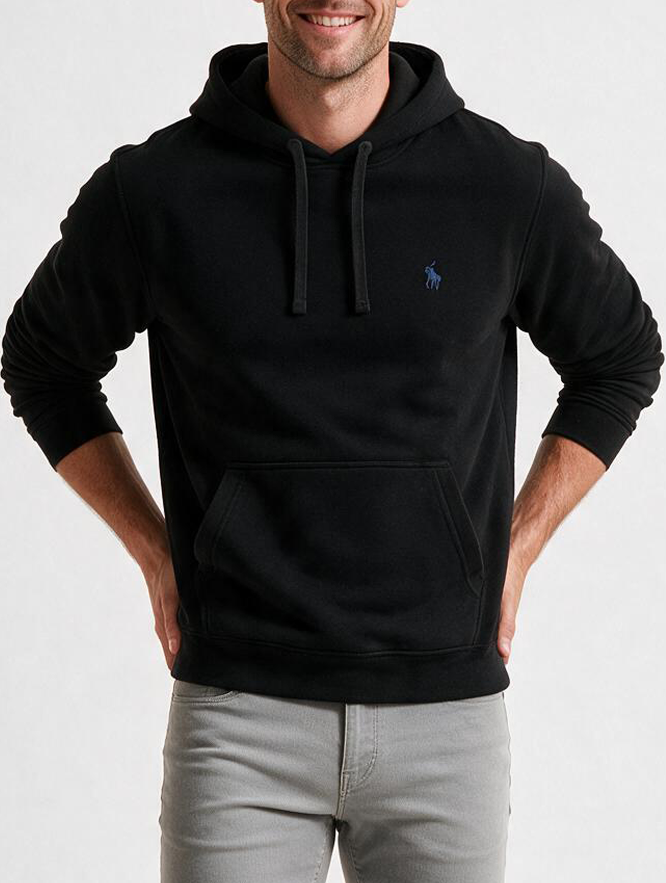 Sudadera Capucha y Bolsillo con bordado Negro