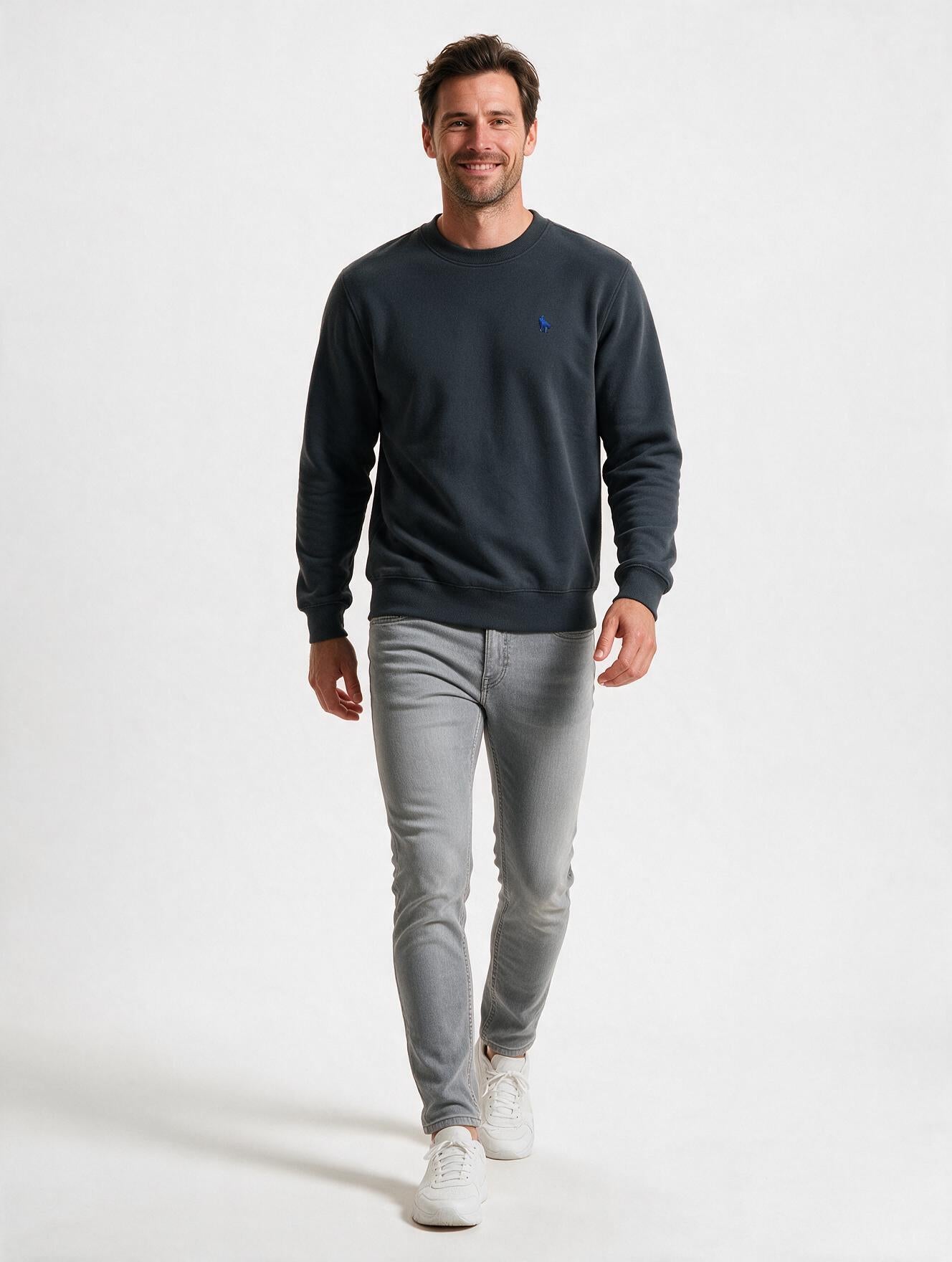 Sudadera Básica con bordado Gris Oscuro