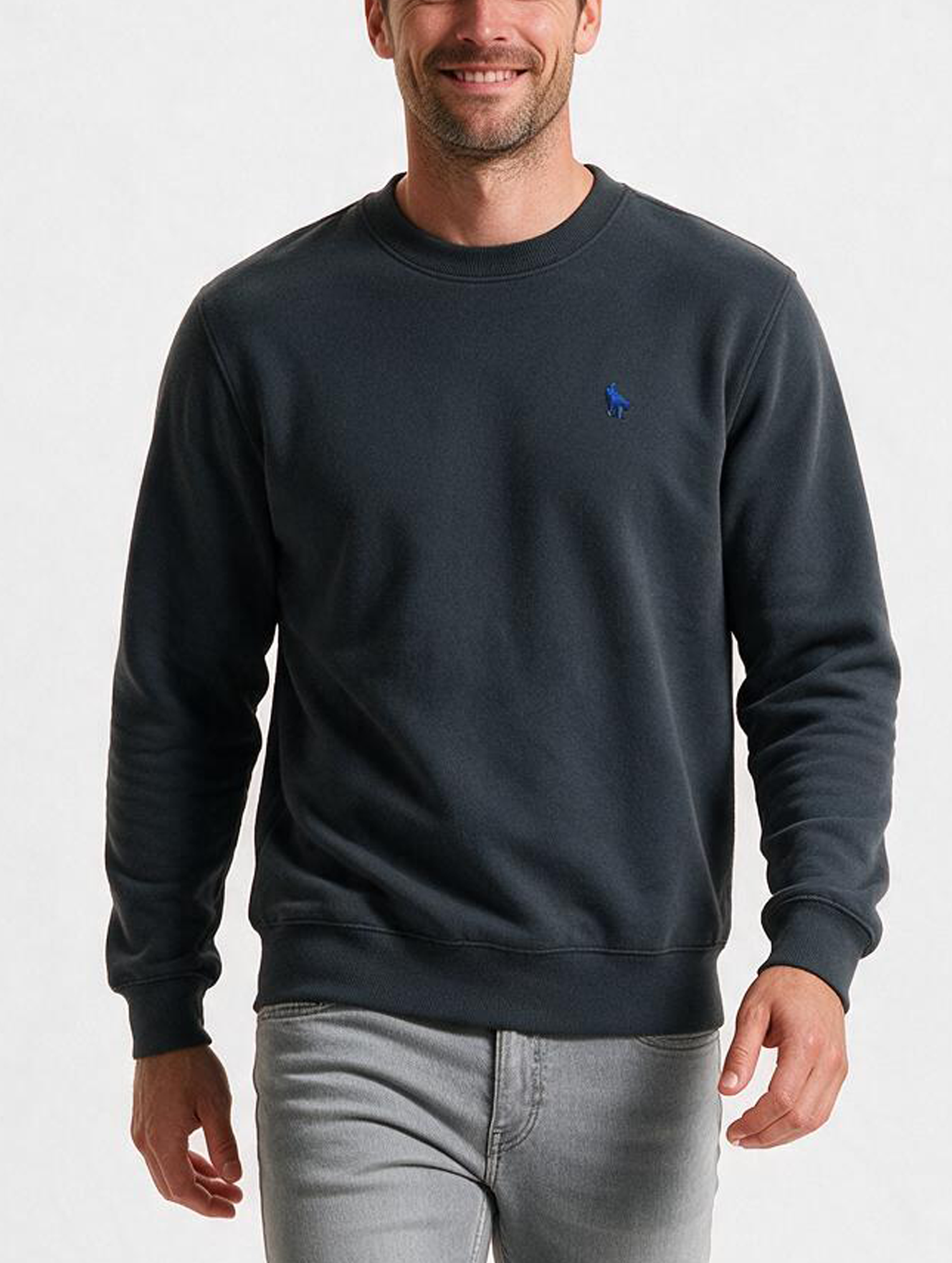 Sudadera Básica con bordado Gris Oscuro