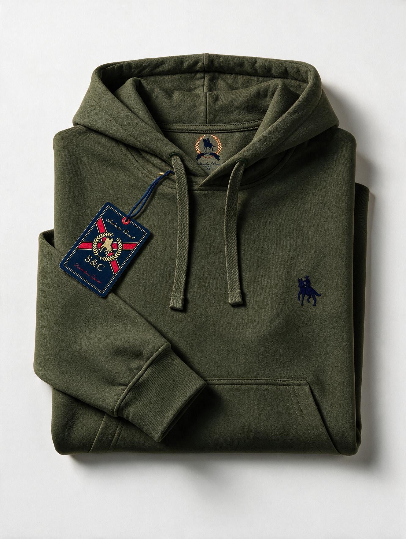 Sudadera Capucha y Bolsillo con bordado Verde
