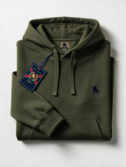 Sudadera Capucha y Bolsillo con bordado Verde