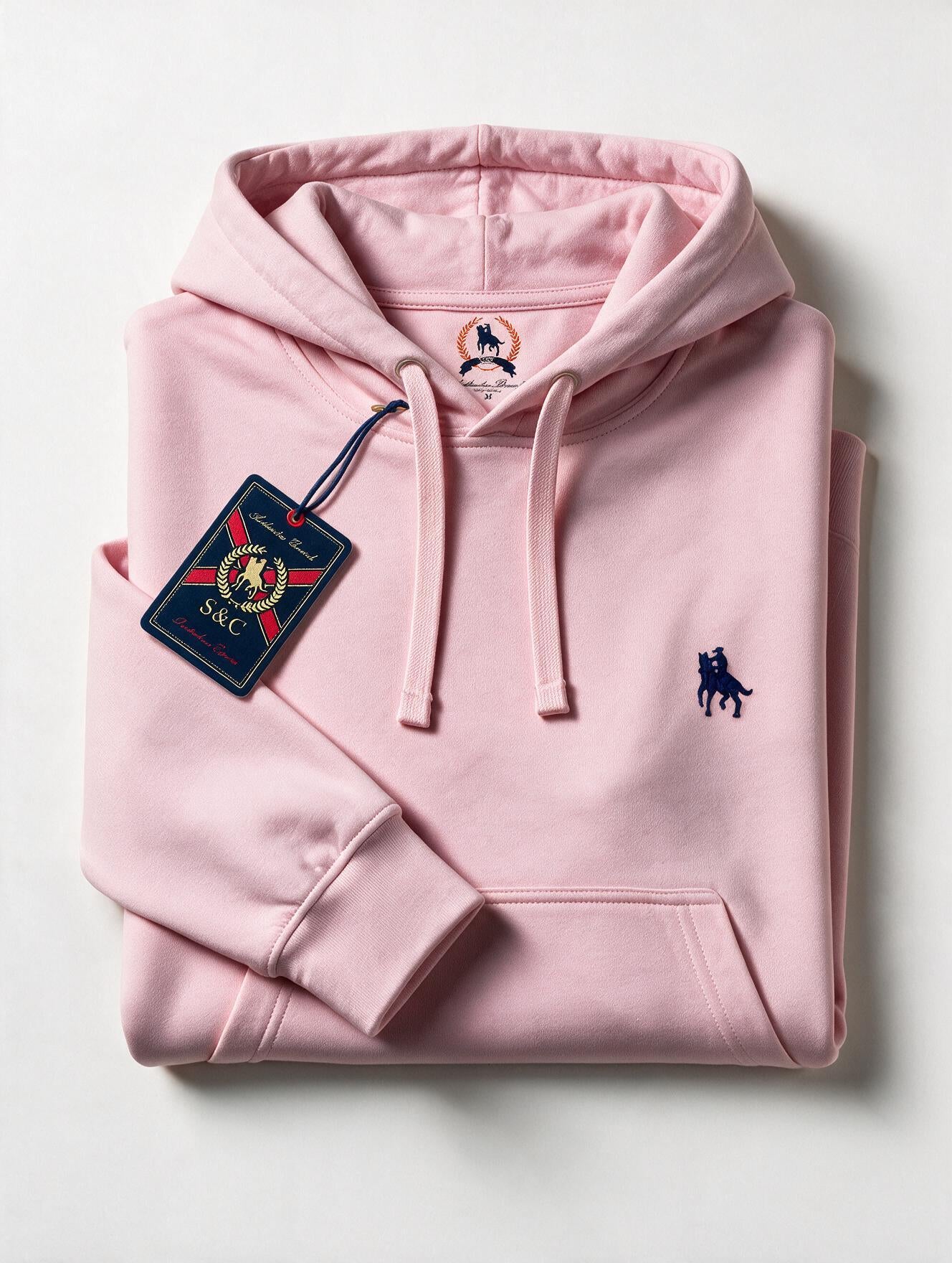 Sudadera Capucha y Bolsillo con bordado Rosa