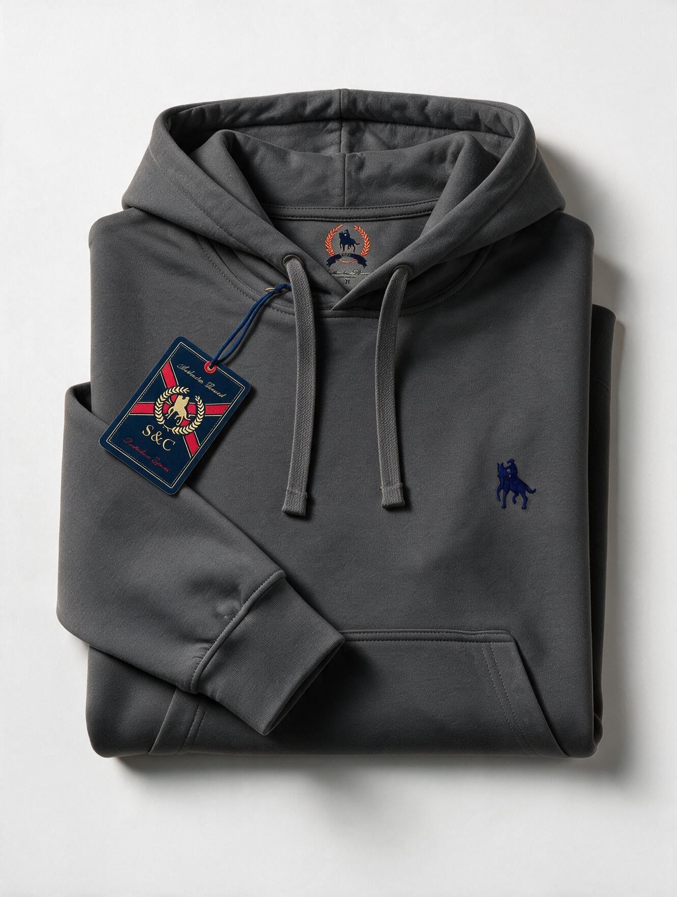 Sudadera Capucha y Bolsillo con bordado Gris Oscuro