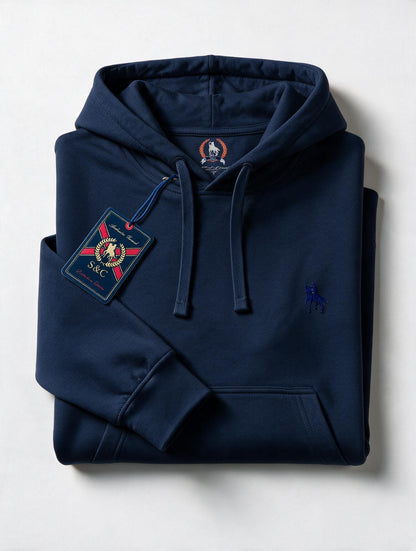 Sudadera Capucha y Bolsillo con bordado Azul Marino