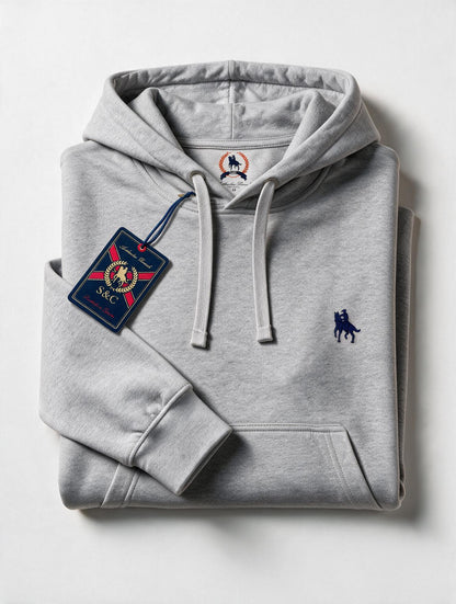 Sudadera Capucha y Bolsillo con bordado Gris