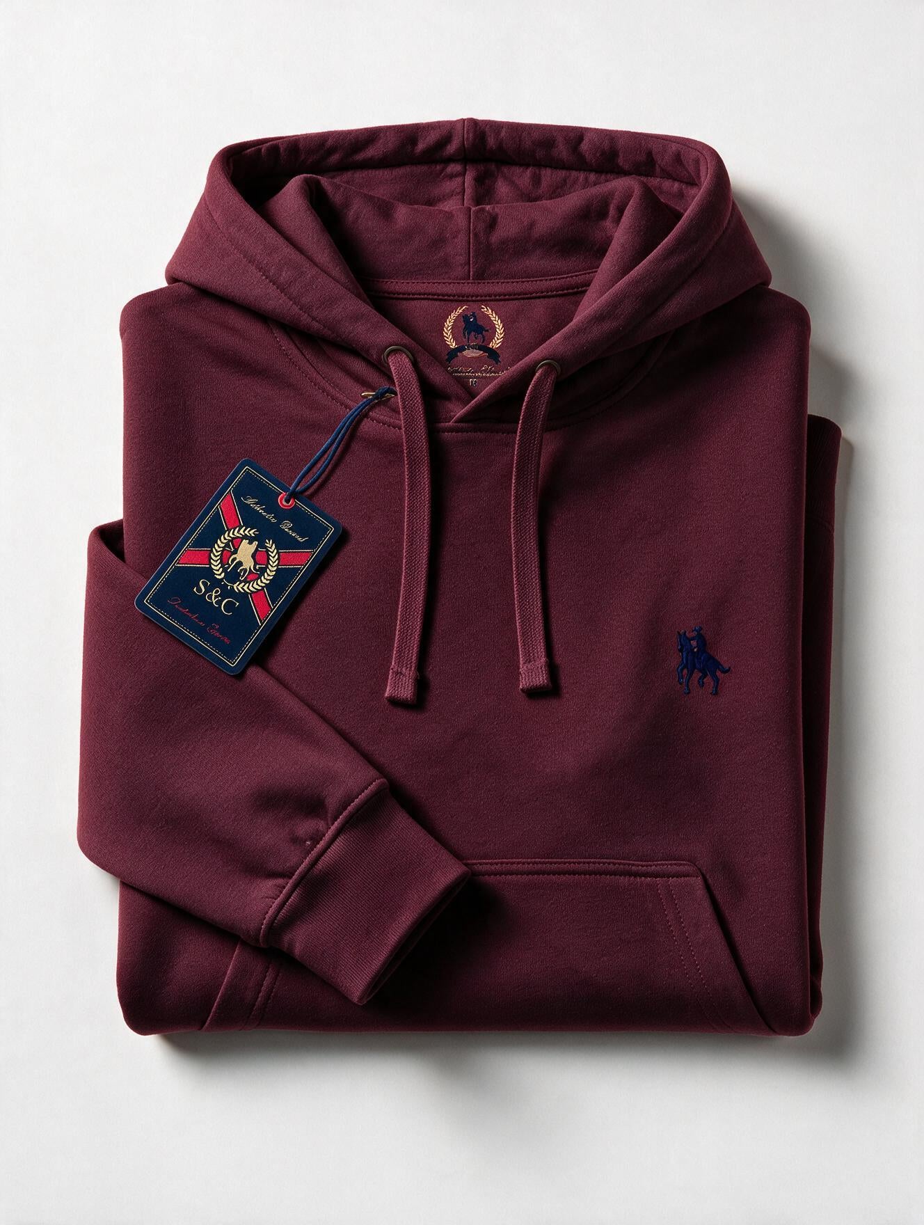Sudadera Capucha y Bolsillo con bordado Burdeos