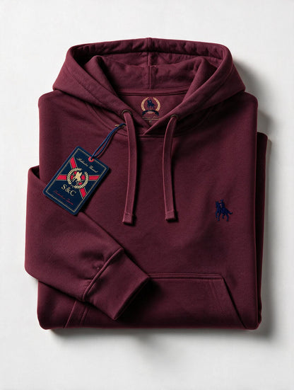Sudadera Capucha y Bolsillo con bordado Burdeos