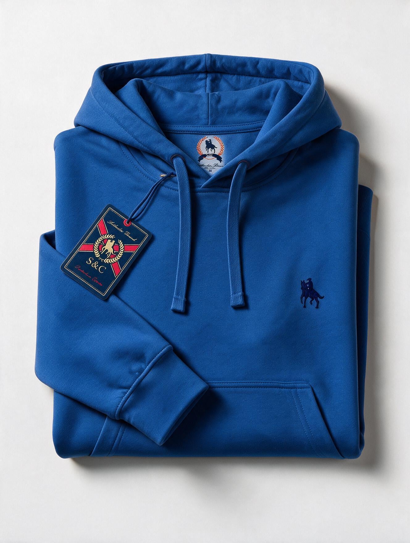 Sudadera Capucha y Bolsillo con bordado Azul Royal
