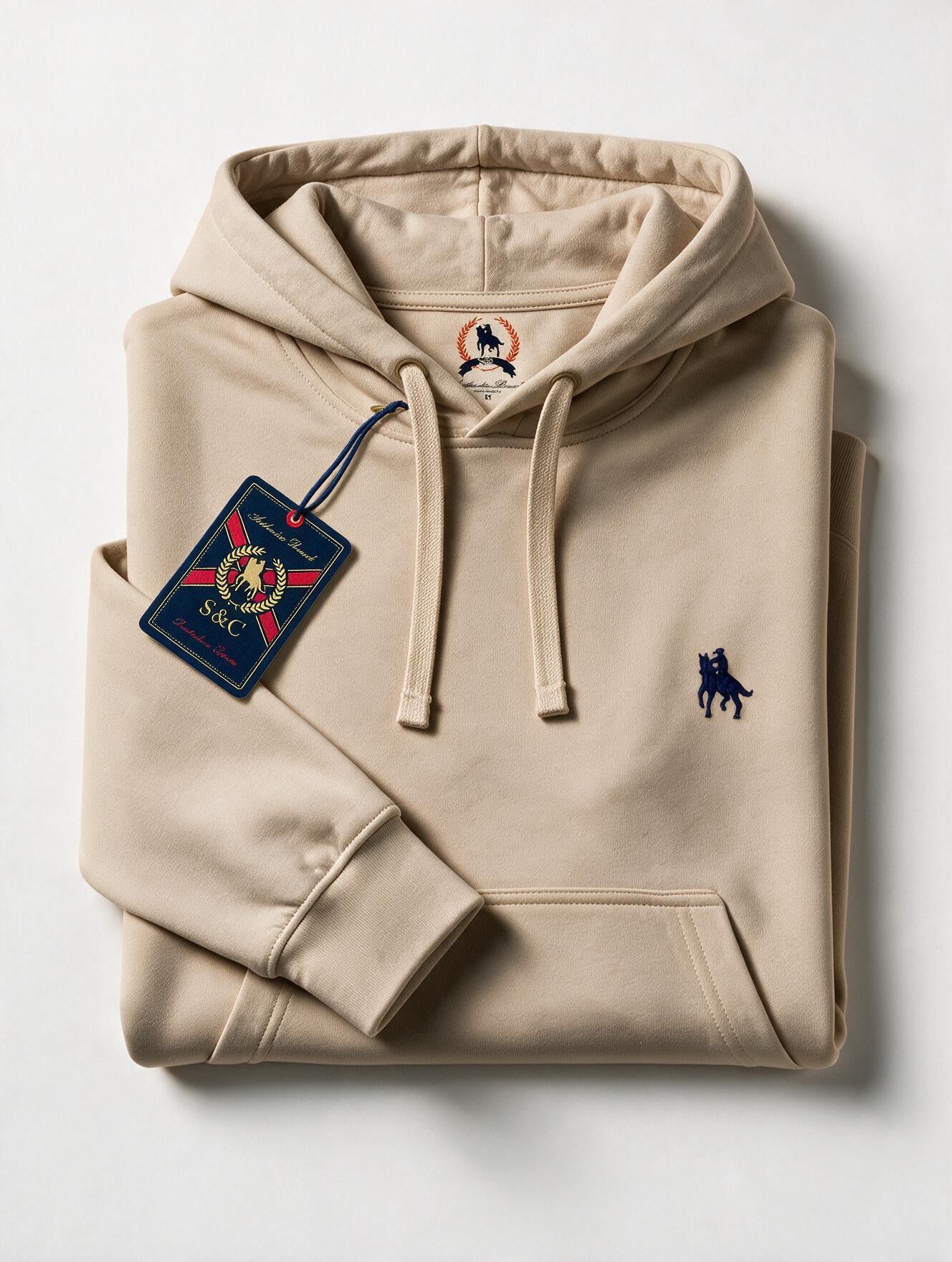 Sudadera Capucha y Bolsillo con bordado Arena