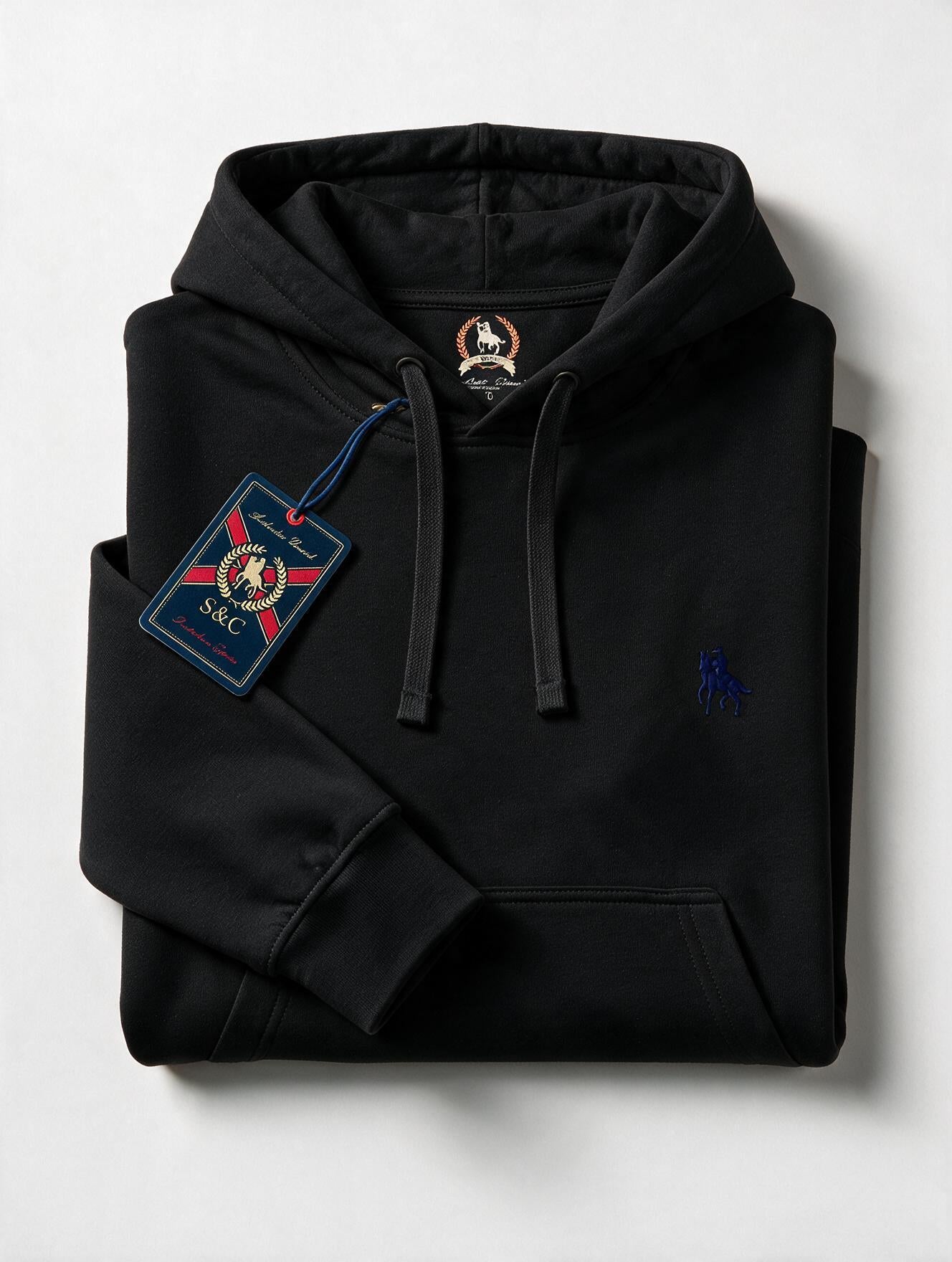 Sudadera Capucha y Bolsillo con bordado Negro