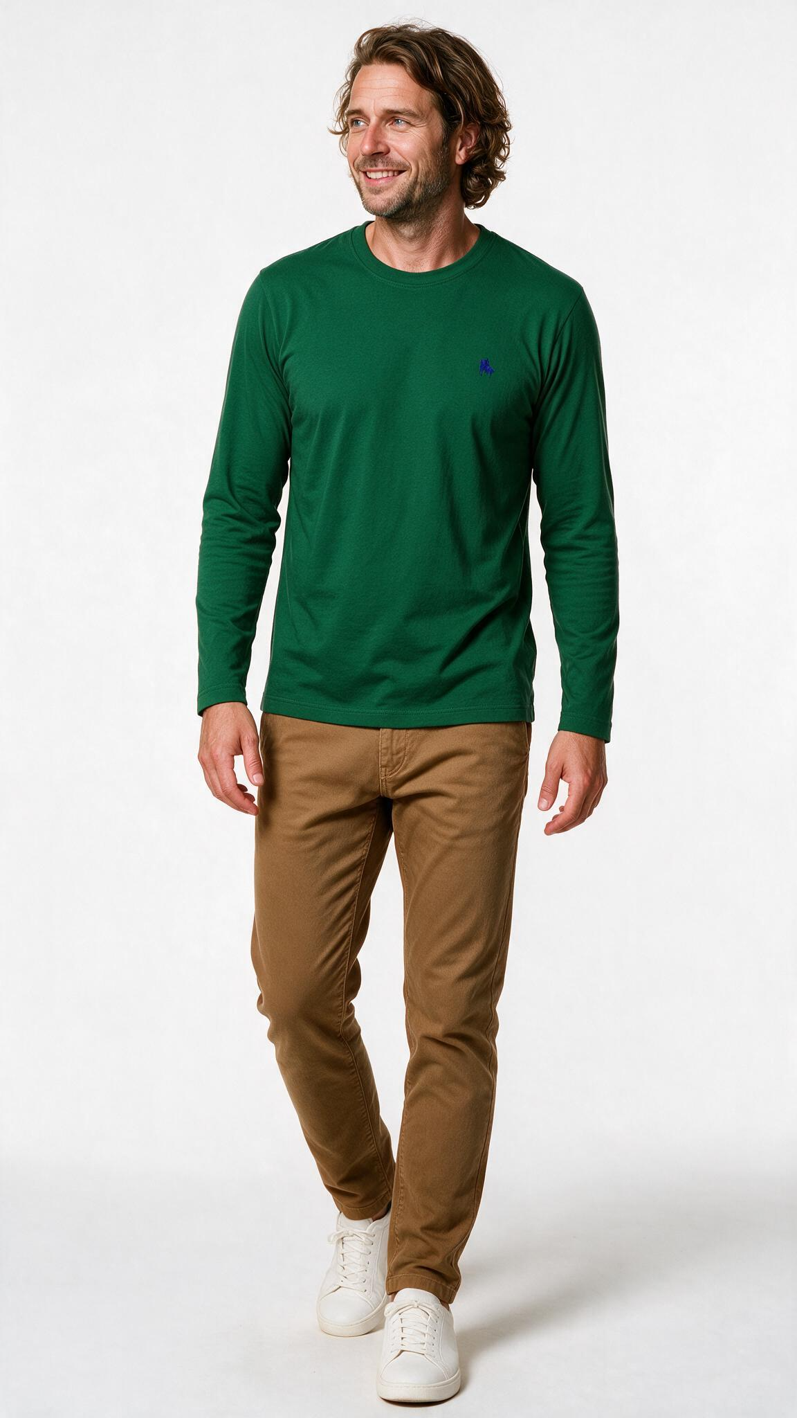 Camiseta Manga Larga Verde Botella