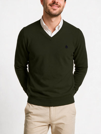 Jersey Hombre Cuello Pico Kaki