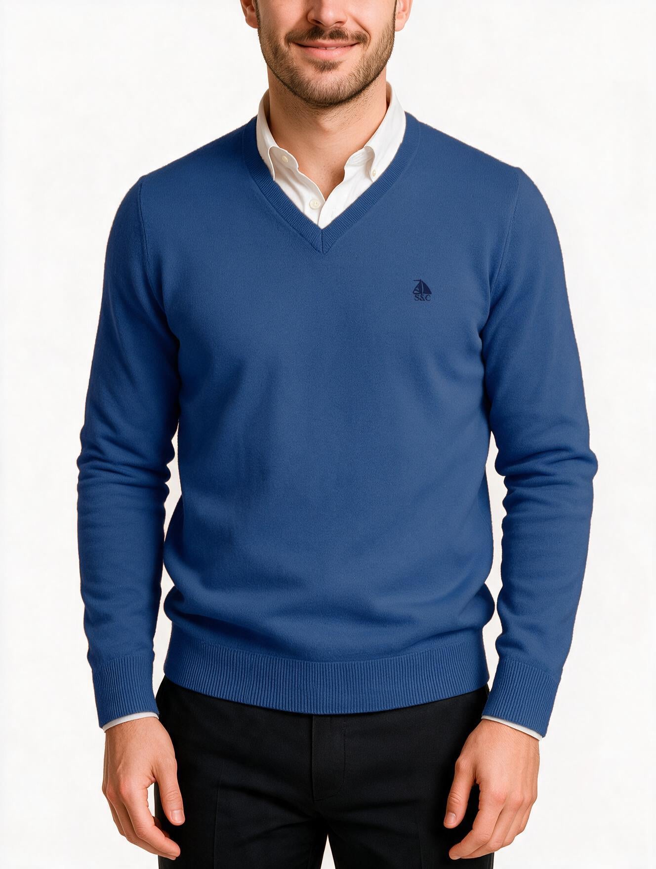 Jersey Hombre Cuello Pico Azul Royal
