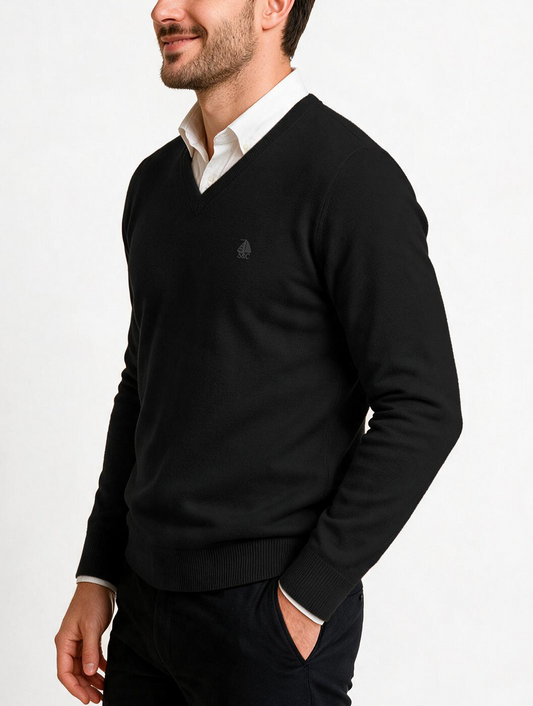 Jersey Hombre Cuello Pico Negro