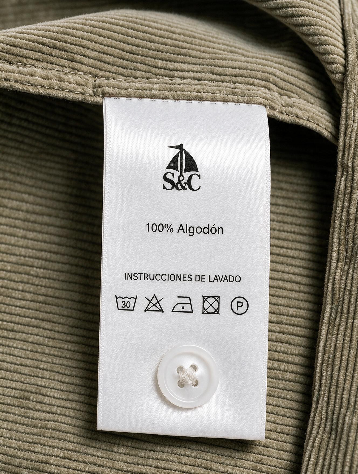 Camisa hombre manga larga Pana Marrón