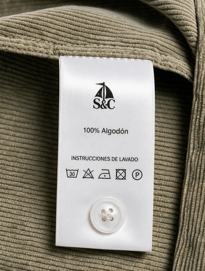 Camisa hombre manga larga Pana Marrón