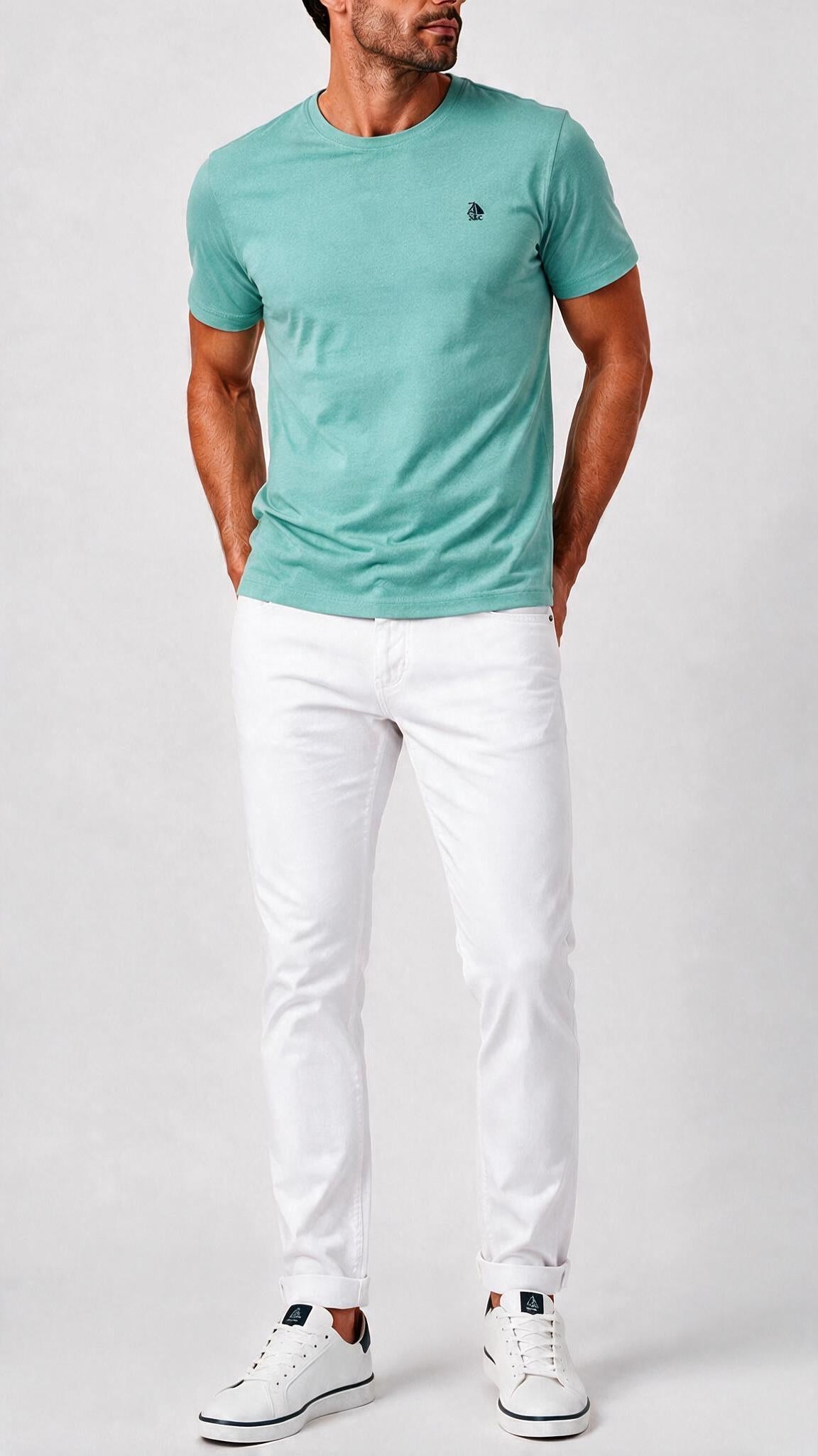 Camiseta verde menta manga corta